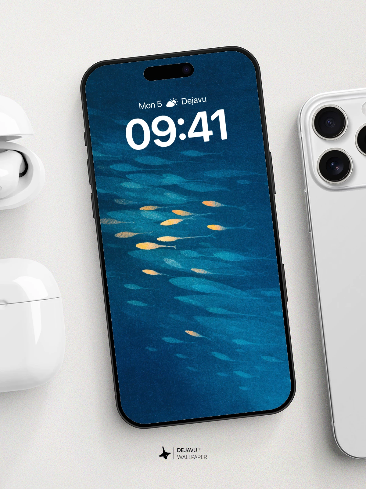 Underwater School of Fish Wallpaper 8K for iPhone and Android