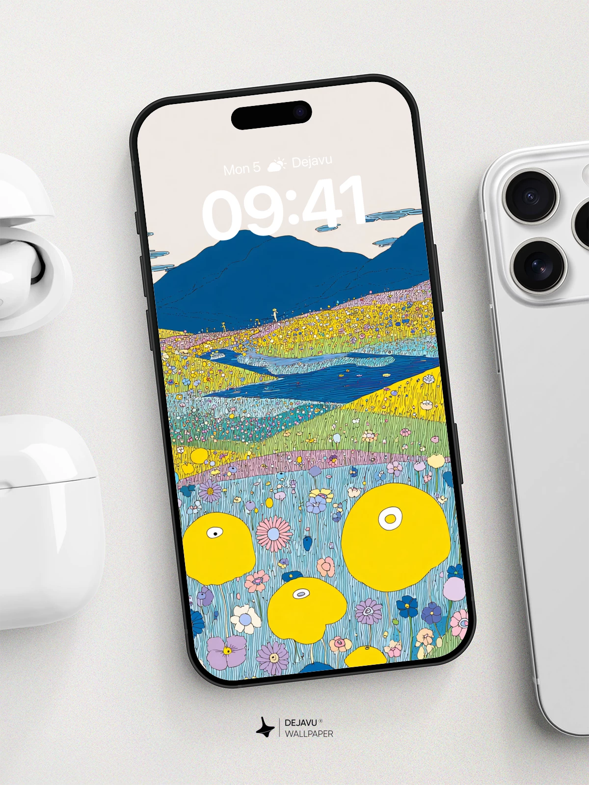 Whimsical Flower Field Wallpaper 8K for iPhone and Android