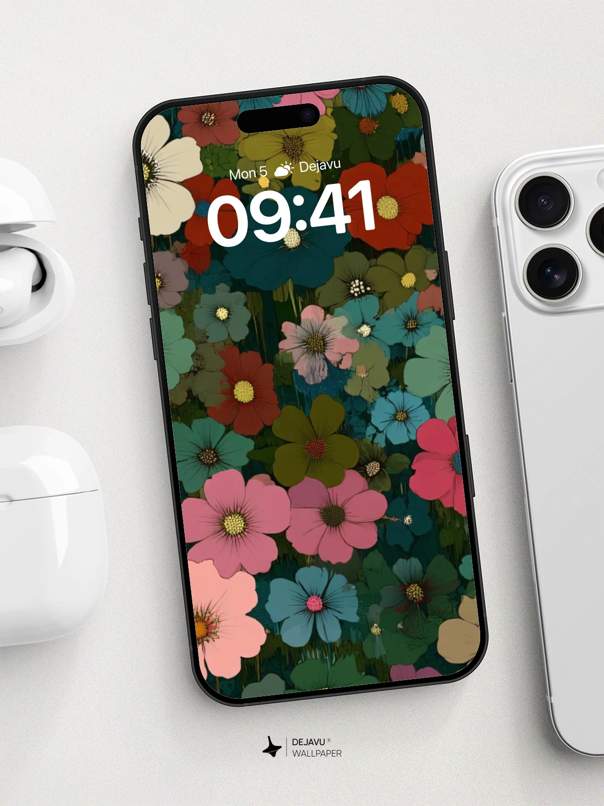 Whimsical Floral Garden Wallpaper 8K for iPhone and Android