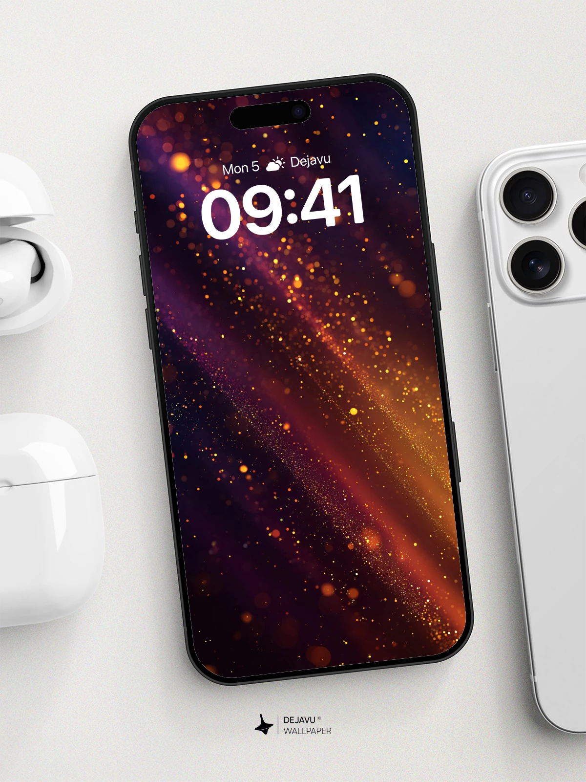 Golden Cosmic Dust Wallpaper 8K for iPhone and Android