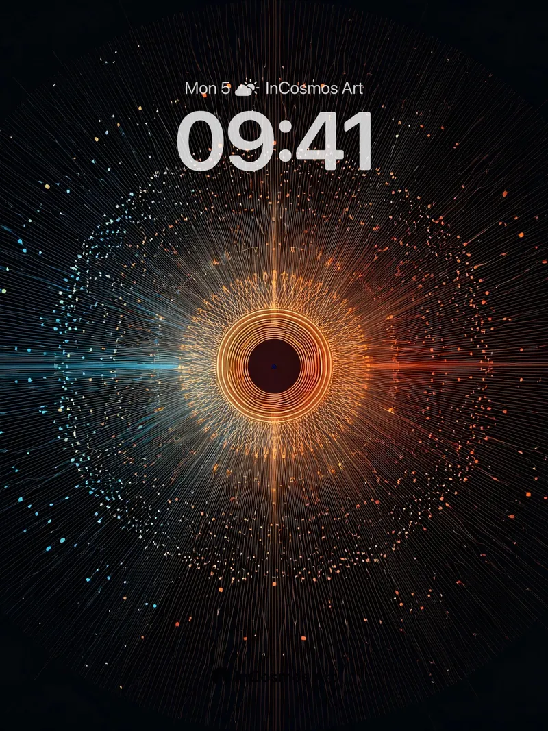 Cosmic Pulse Wallpaper with Radiant Orbs