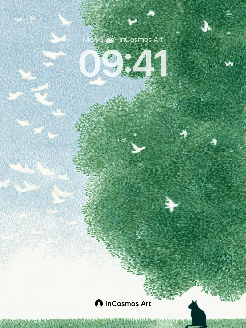 Serenity Under Canopy Wallpaper with Silent Watcher