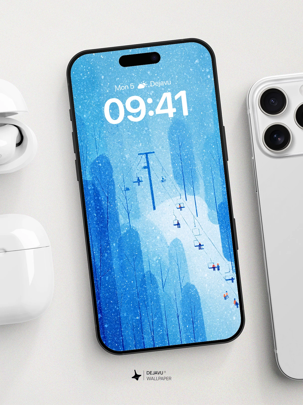 Winter Ski Resort Wallpaper 8K for iPhone and Android