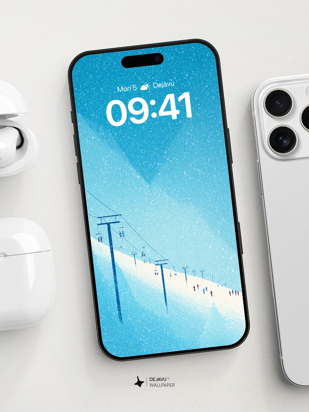 Snowy Ski Slope Wallpaper 8K for iPhone and Android