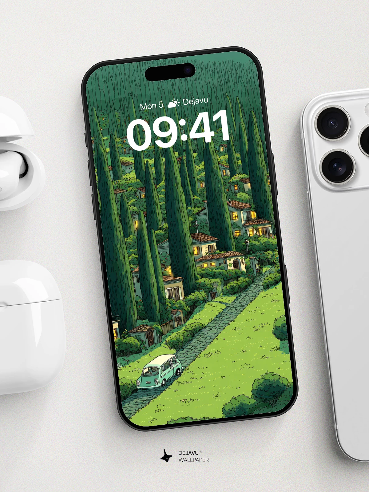 Whimsical Cypress Village Wallpaper 8K for iPhone and Android