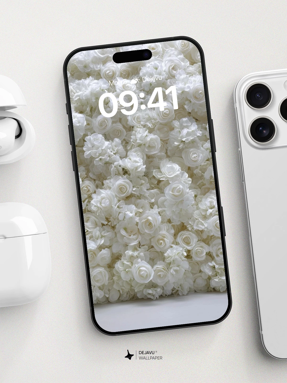 White Rose Garden Wallpaper 8K for iPhone and Android