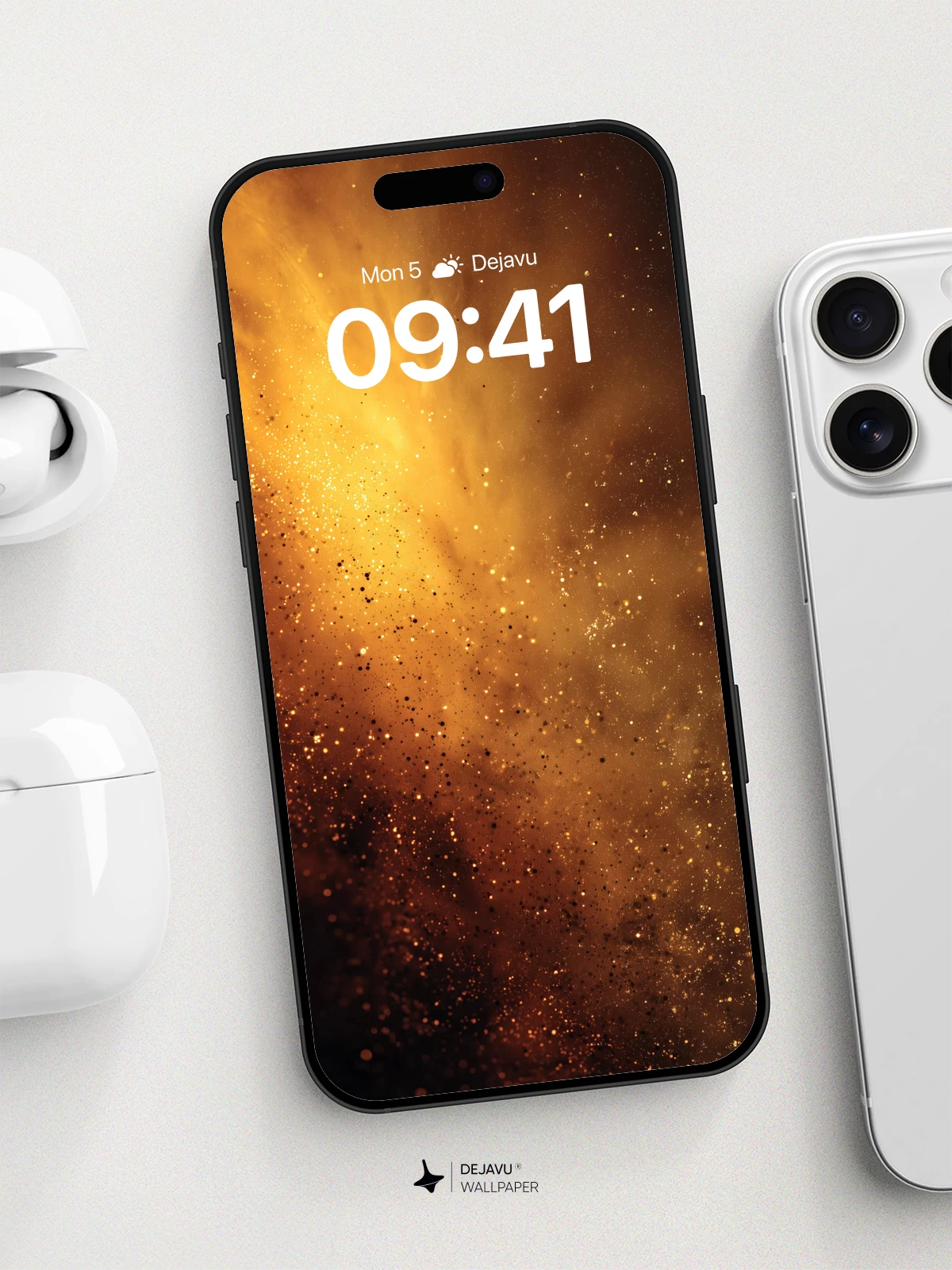 Golden Nebula Galaxy Wallpaper 8K for iPhone and Android