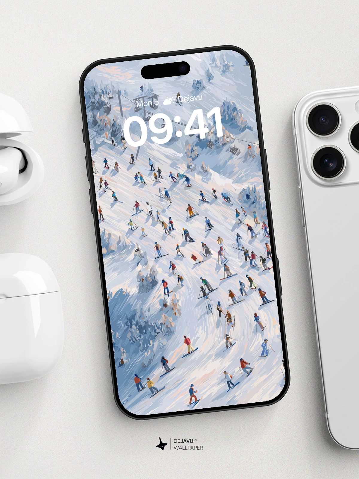 Ski Resort Peak Activity Wallpaper 8K for iPhone and Android