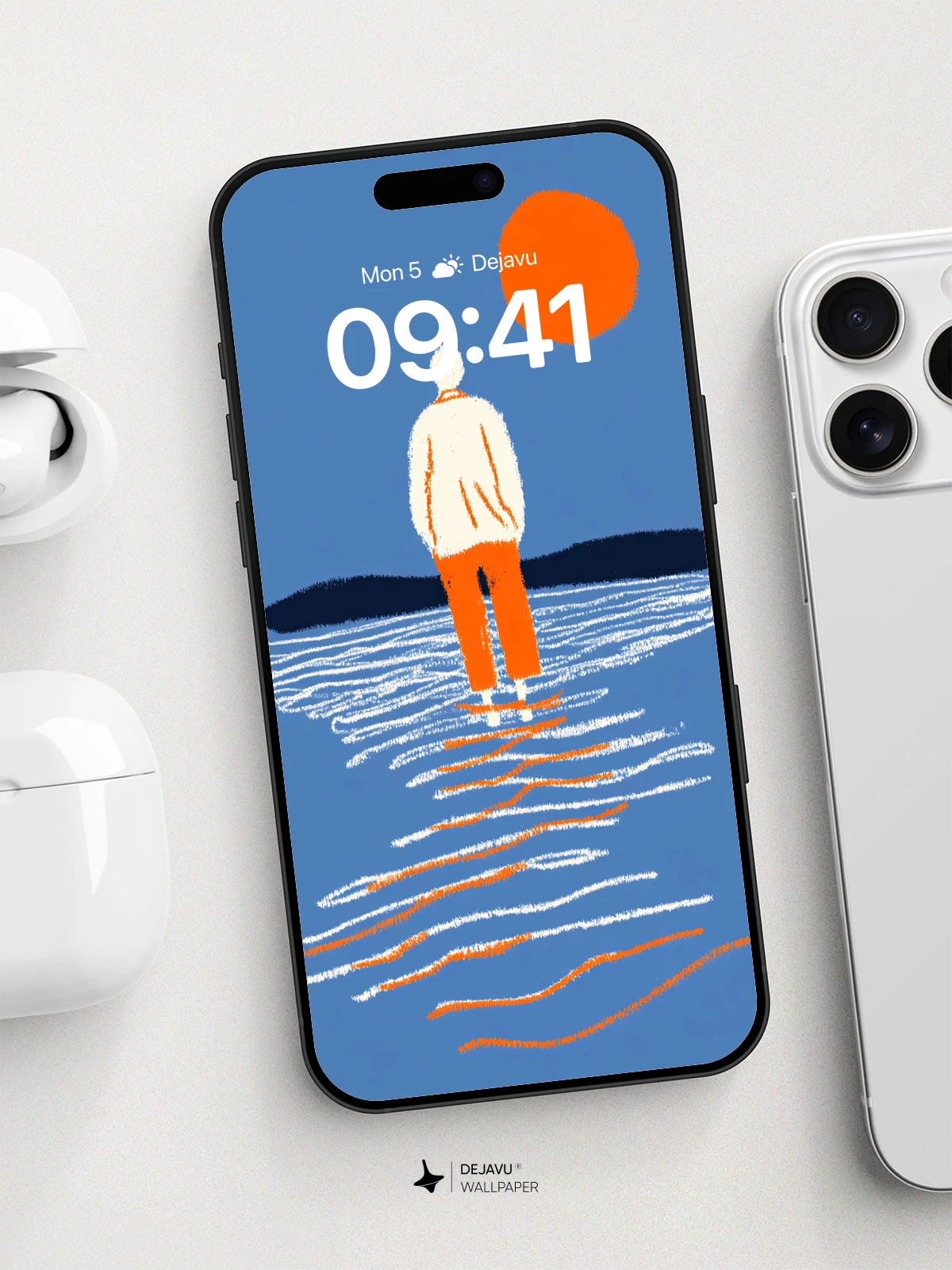 Minimalist Sunset Walker Wallpaper 8K for iPhone and Android