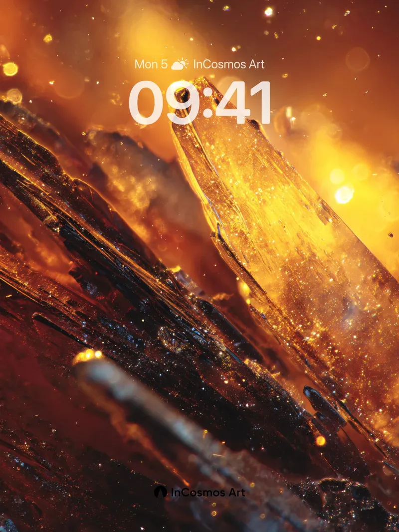 Golden Ember Wallpaper with Crystalline Fragments