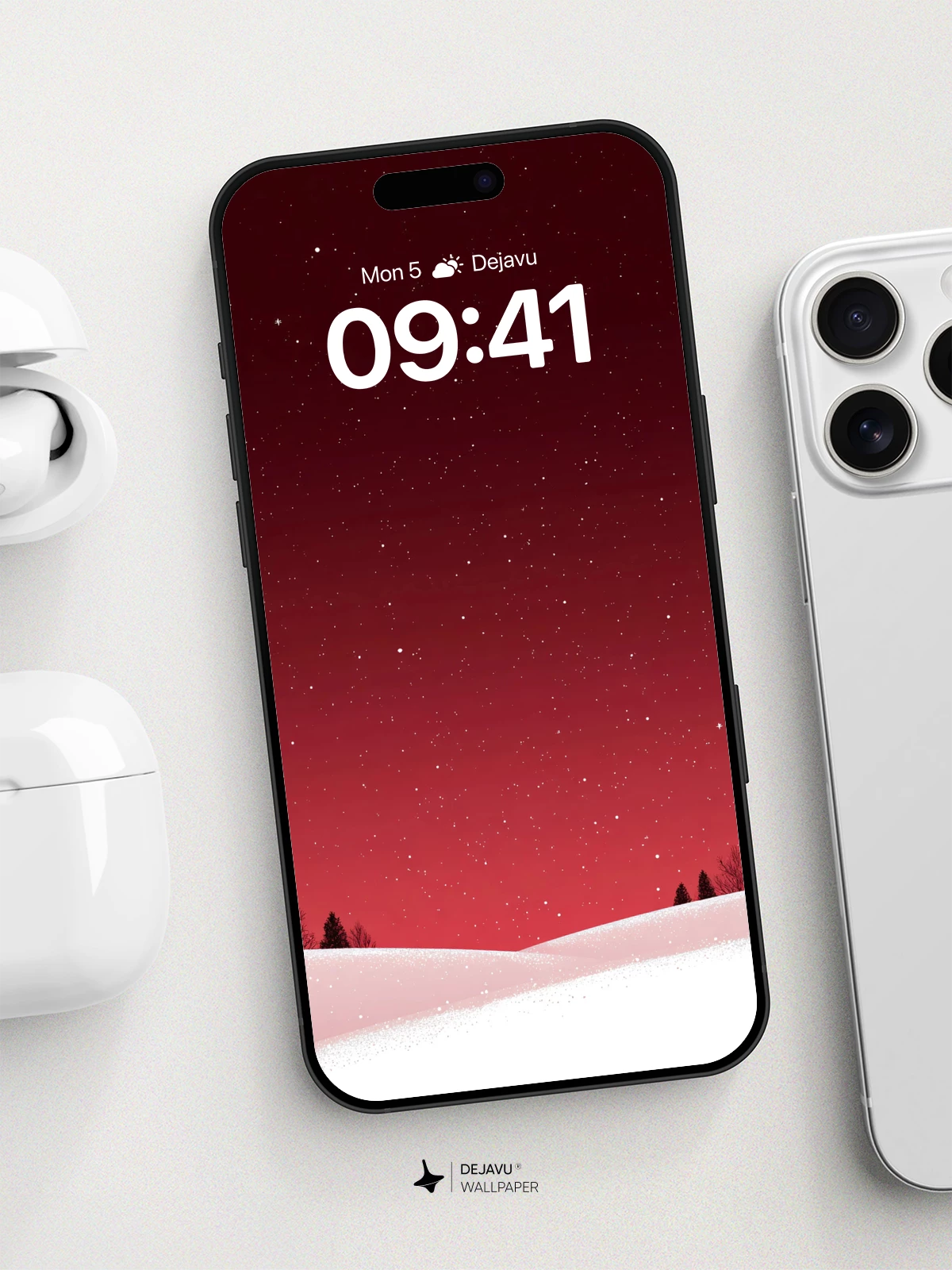 Mystic Red Sky Snowscape Wallpaper 8K for iPhone and Android