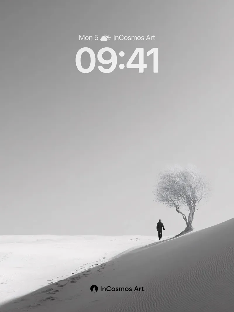 Solitary Snowdrift Wallpaper with Silent Tree