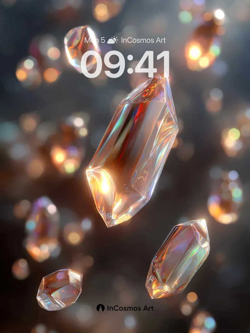 Luminous Crystal Float Wallpaper with Ethereal Light