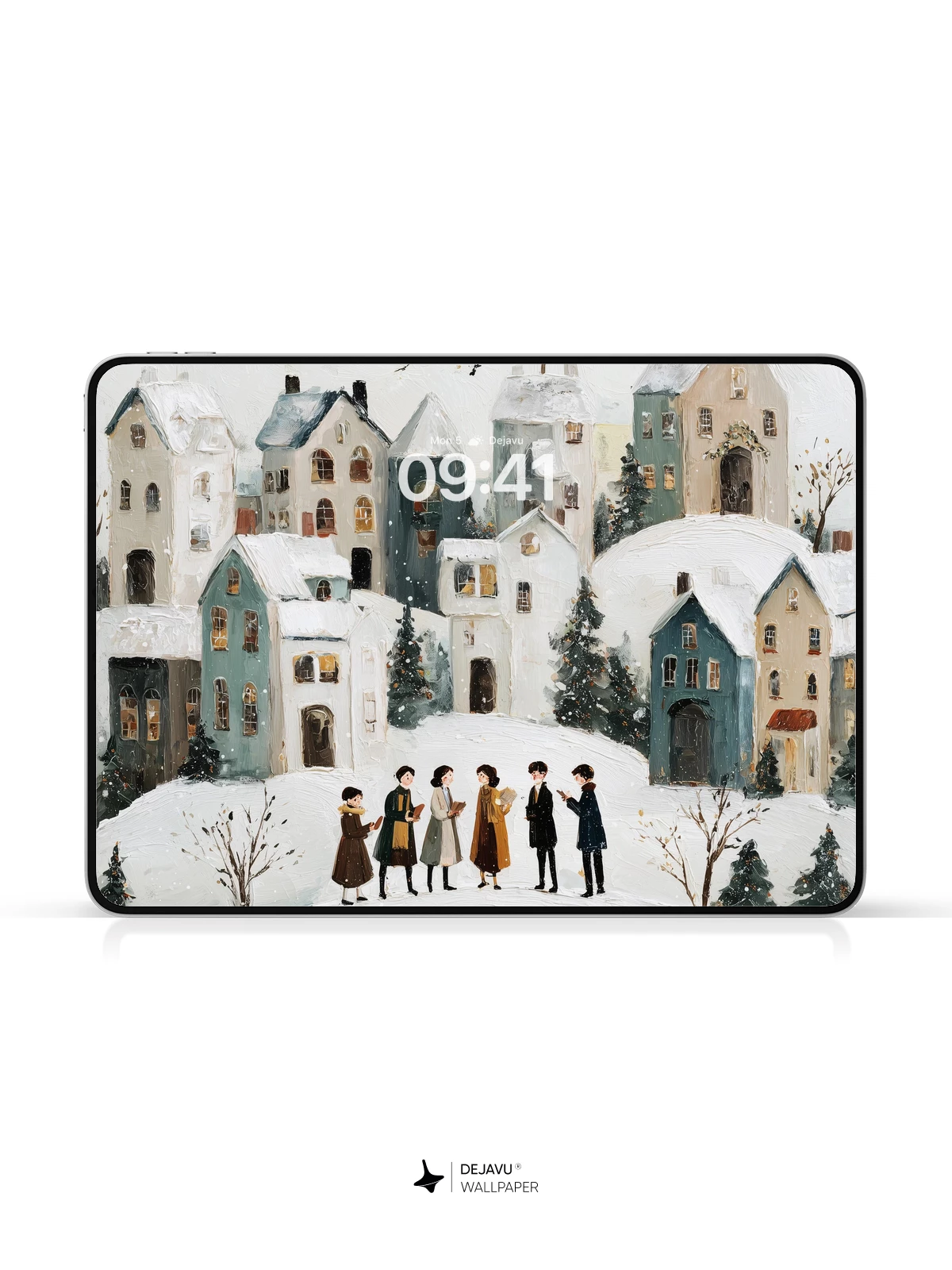 Whimsical Winter Village Wallpaper 8K for iPhone and Android