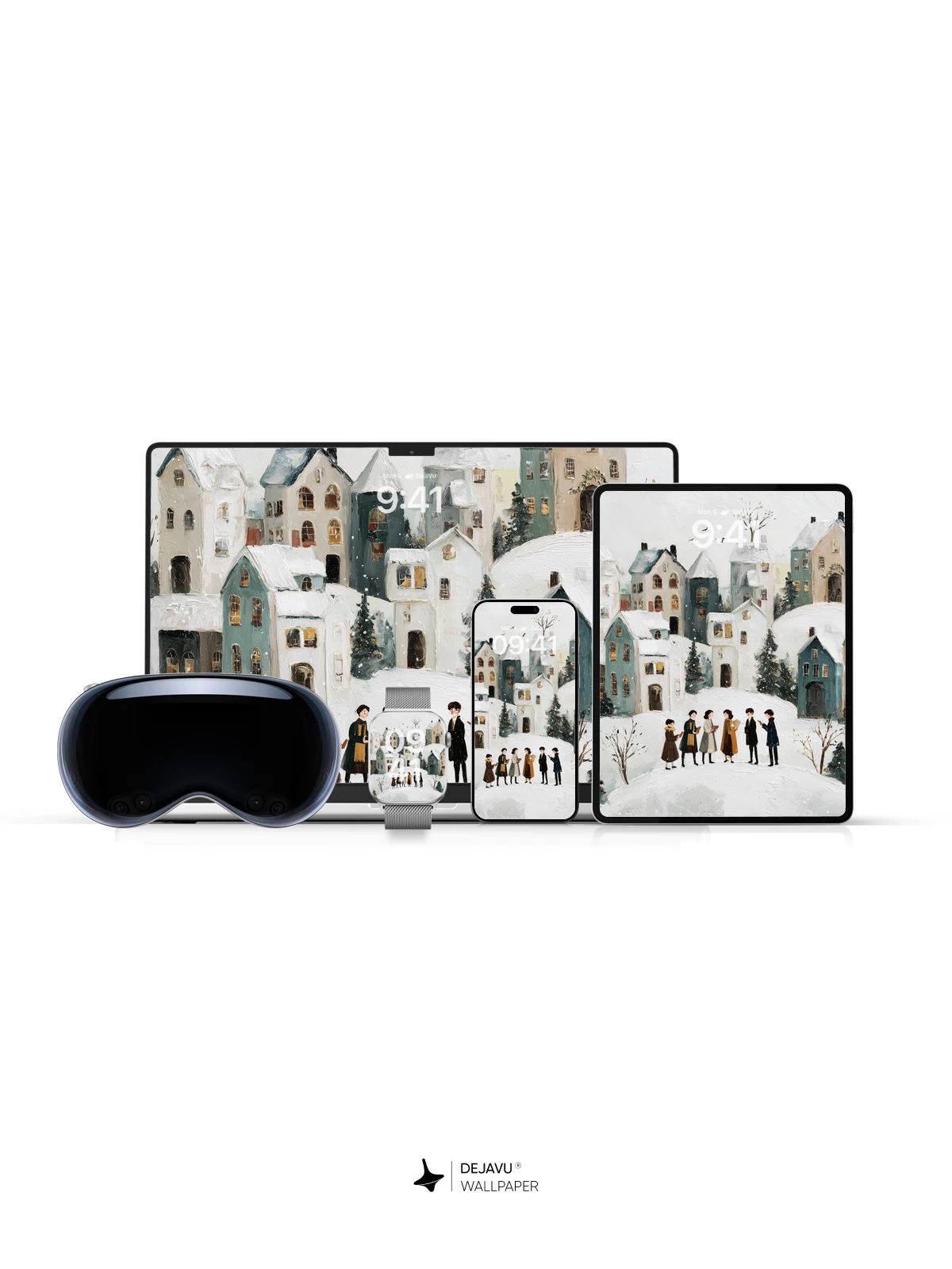 Whimsical Winter Village Wallpaper 8K for iPhone and Android