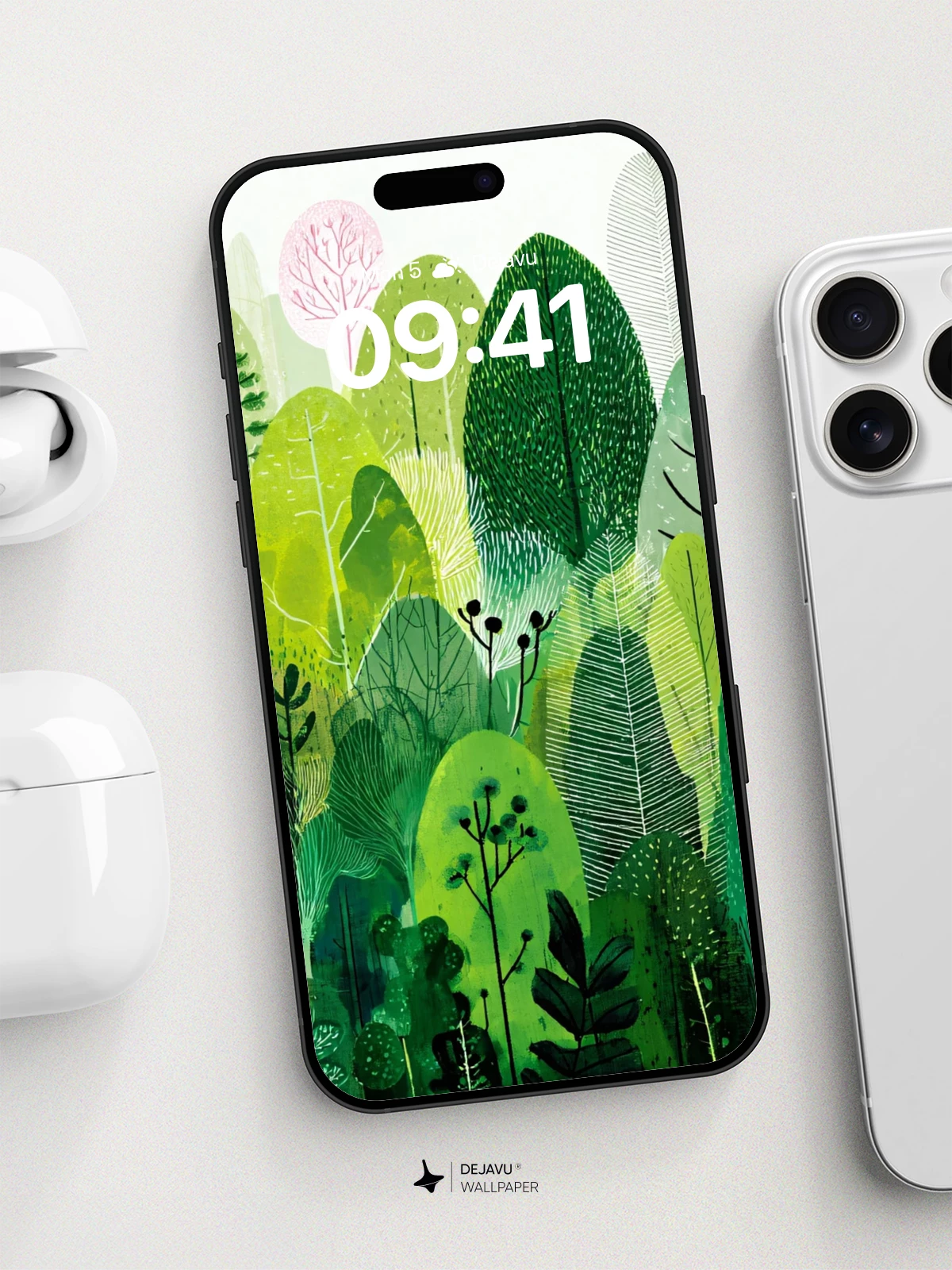 Whimsical Forest Greenery Wallpaper 8K for iPhone and Android