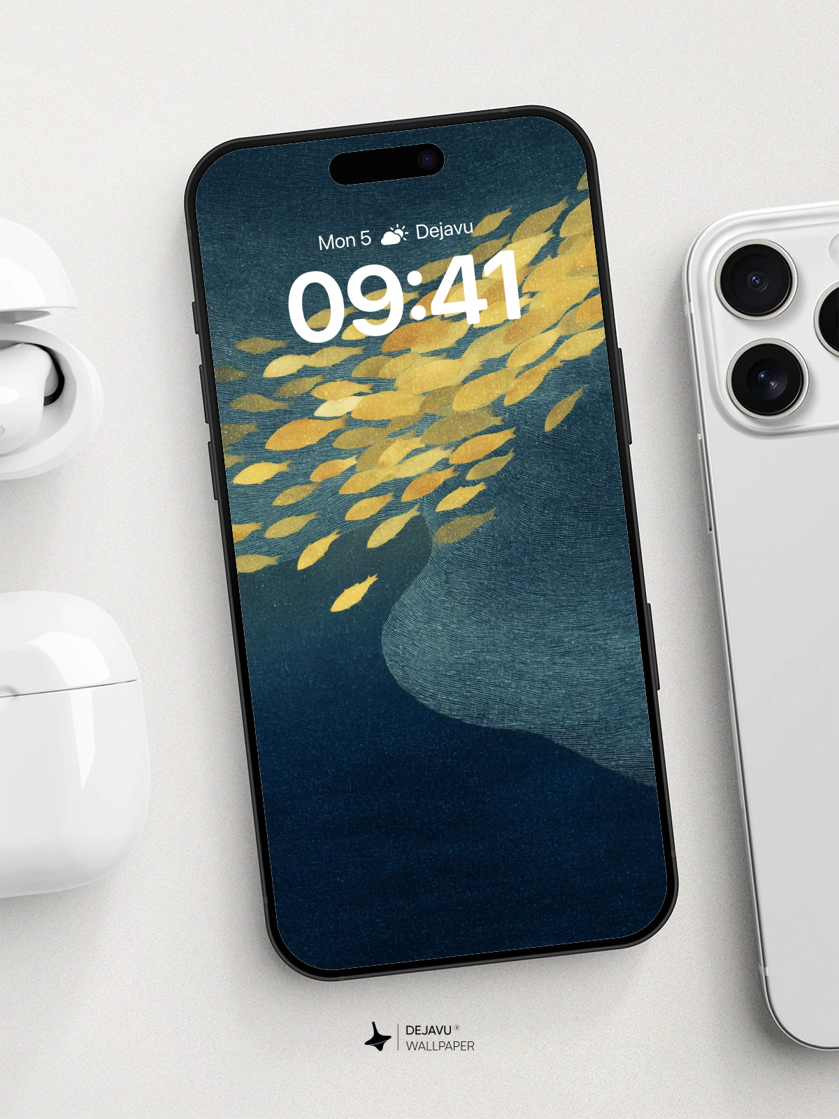 Golden Leaf Swarm Wallpaper 8K for iPhone and Android