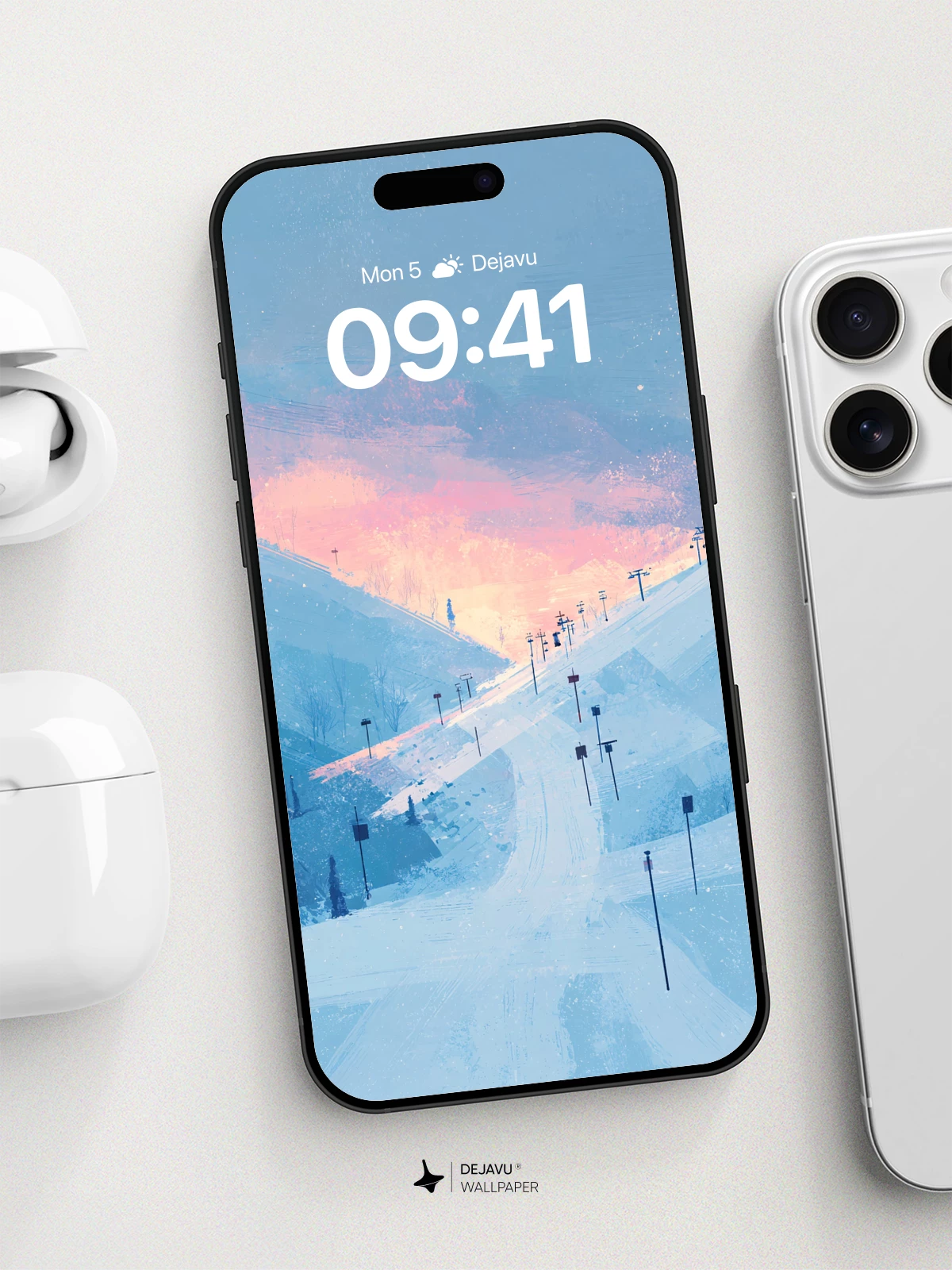 Winter Ski Slope Wallpaper 8K for iPhone and Android