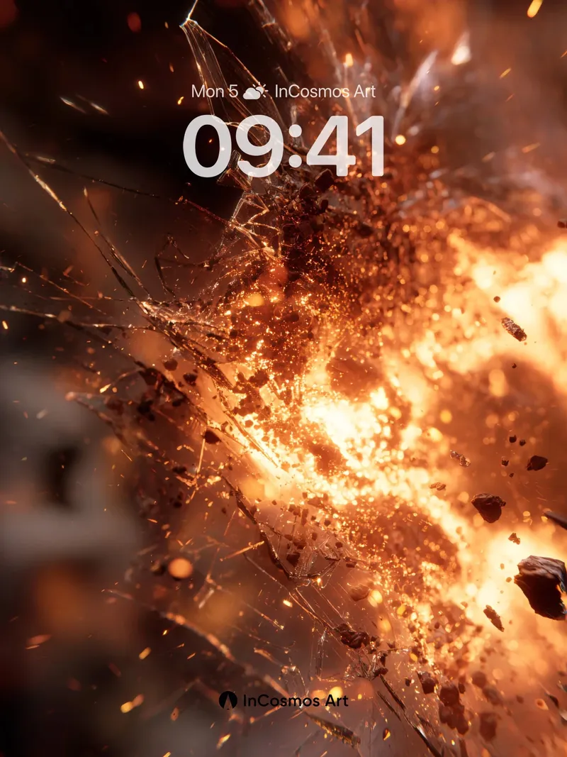 Incandescent Shatter Wallpaper with Ember Veins