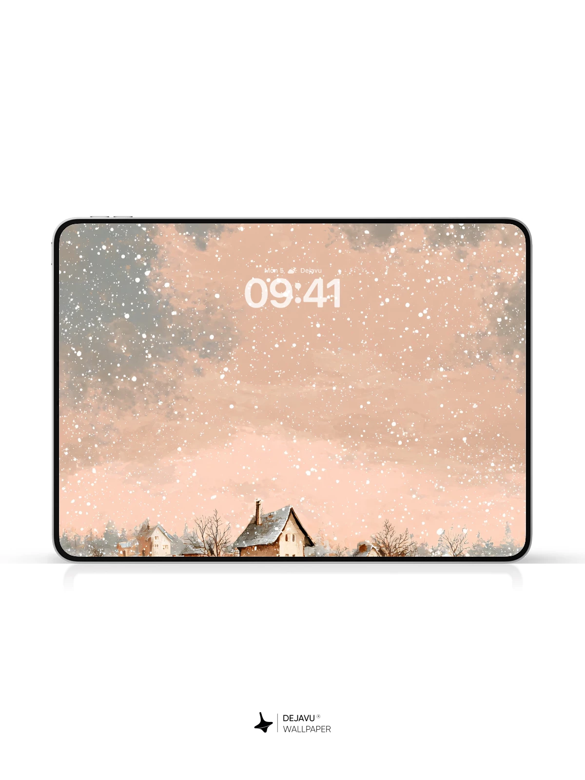 Winter Village Snowfall Wallpaper 8K for iPhone and Android