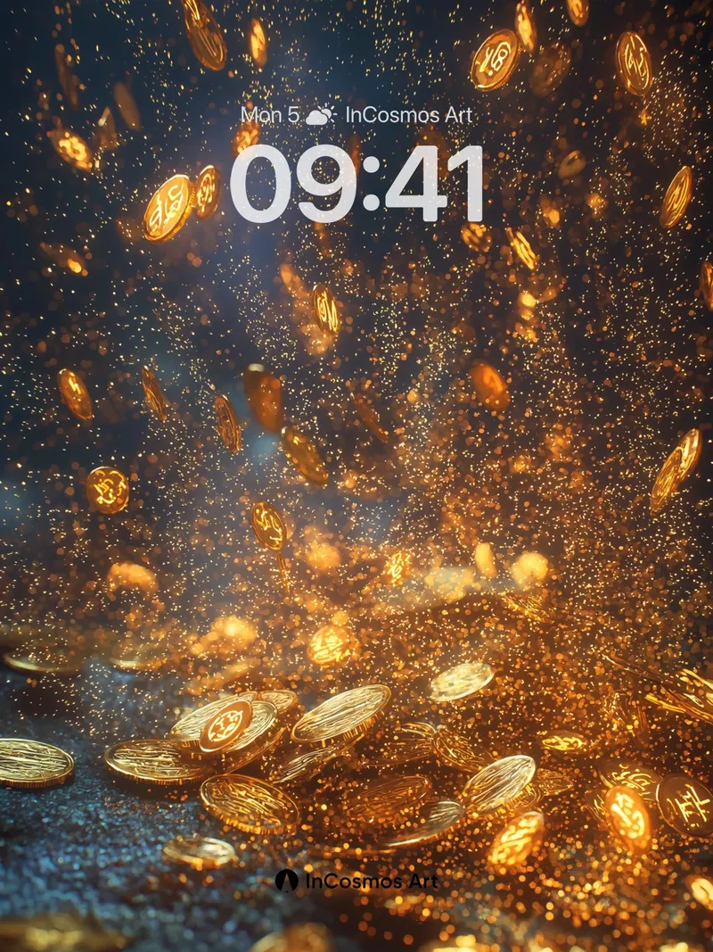 Golden Rain Wallpaper with Floating Coins