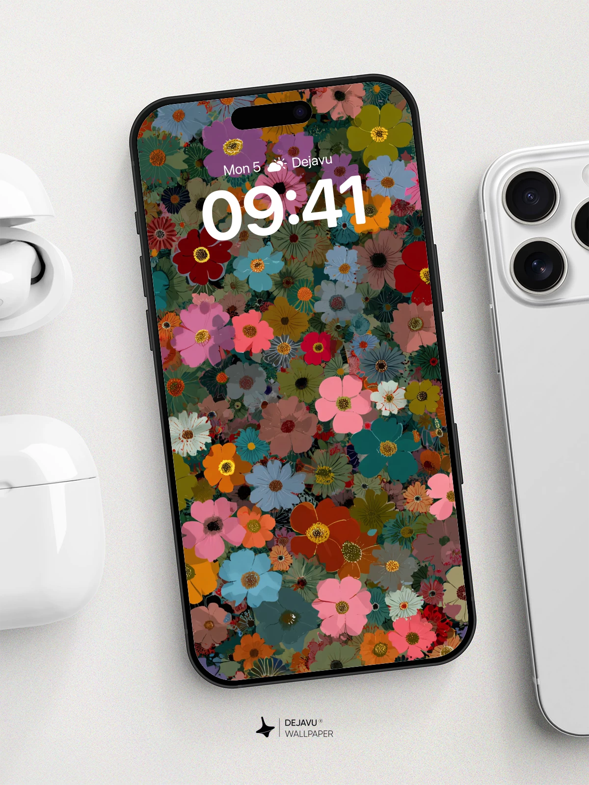 Vibrant Floral Mosaic Wallpaper 8K for iPhone and Android