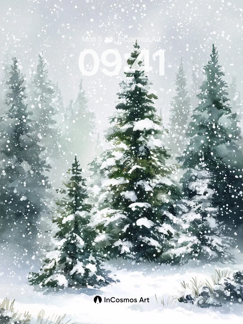 Serenity Snowfall Wallpaper with Whispering Pines