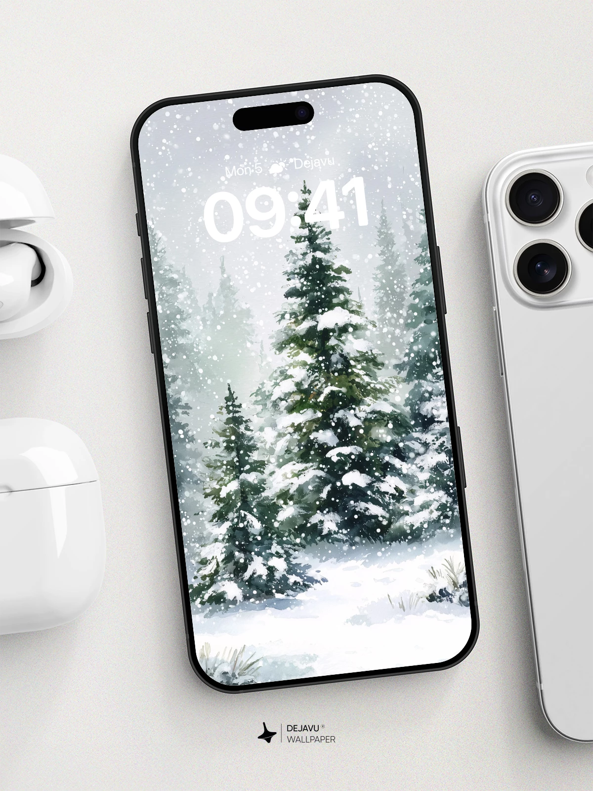 Snowy Pine Forest Wallpaper 8K for iPhone and Android