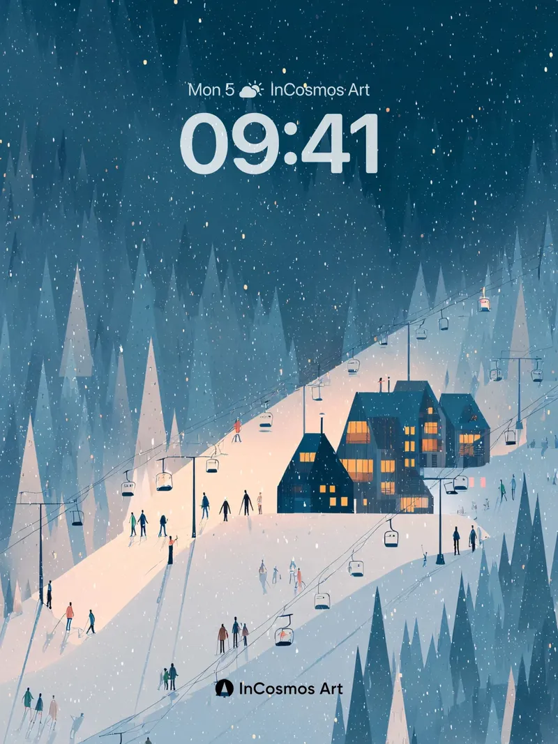 Snowfall Hush Wallpaper with Alpine Lights