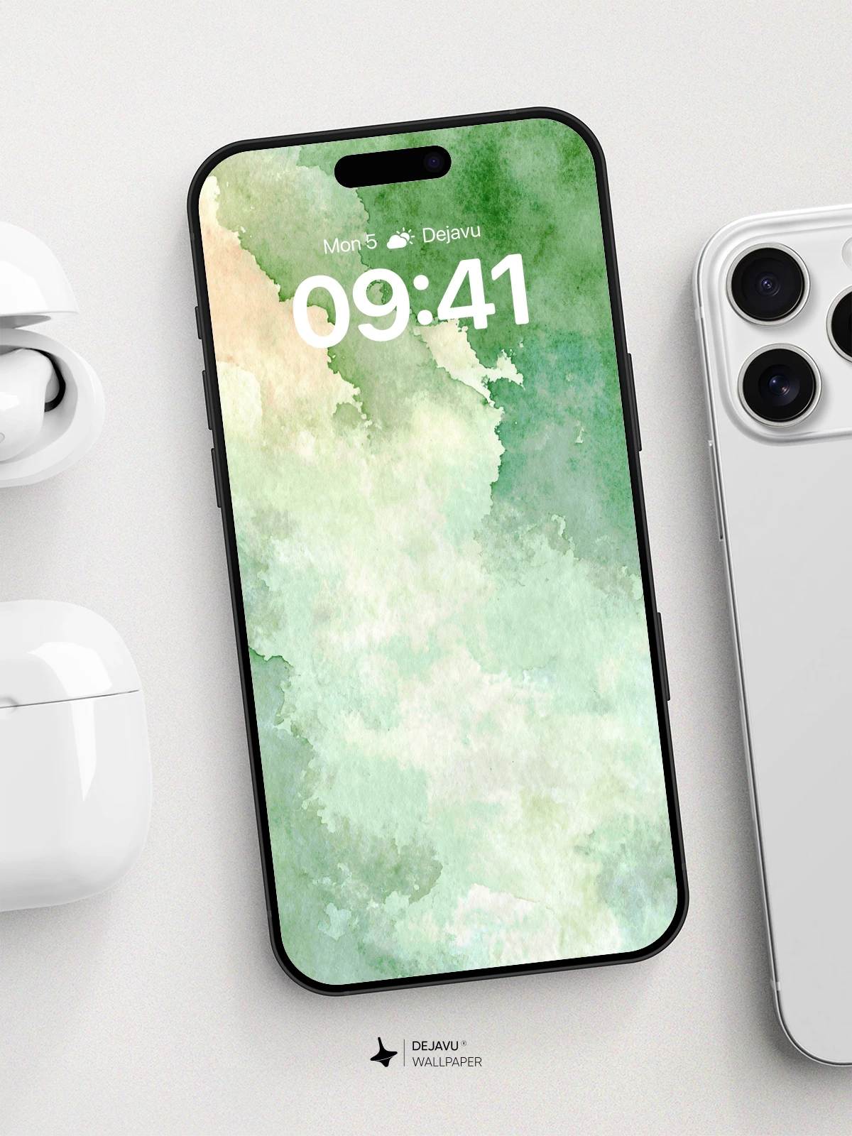 Watercolor Green Dreams Wallpaper 8K for iPhone and Android