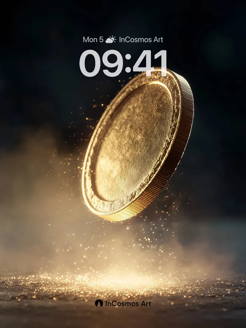 Golden Hush Wallpaper with Floating Light