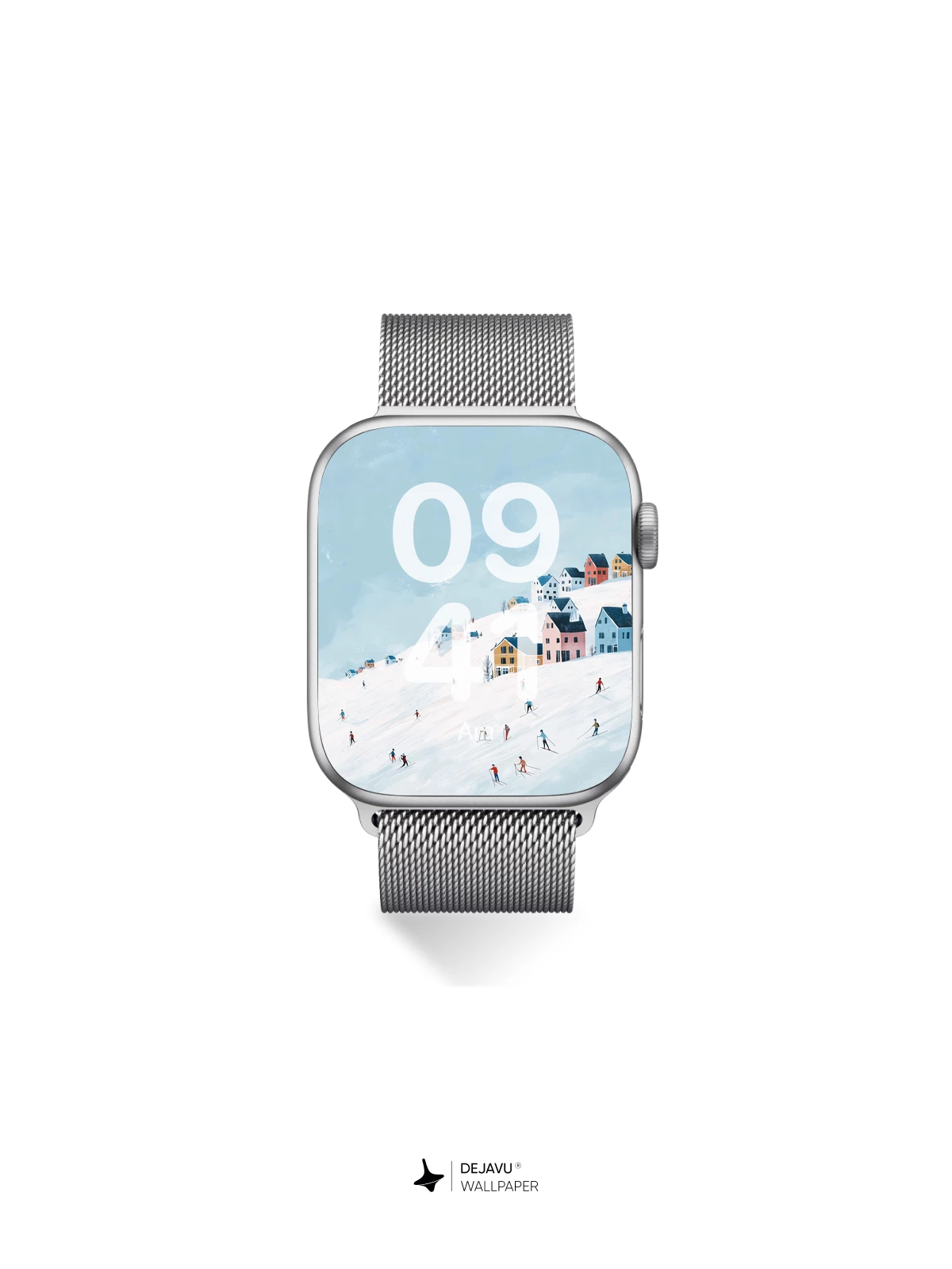 Winter Village Ski Scene Wallpaper 8K for iPhone and Android