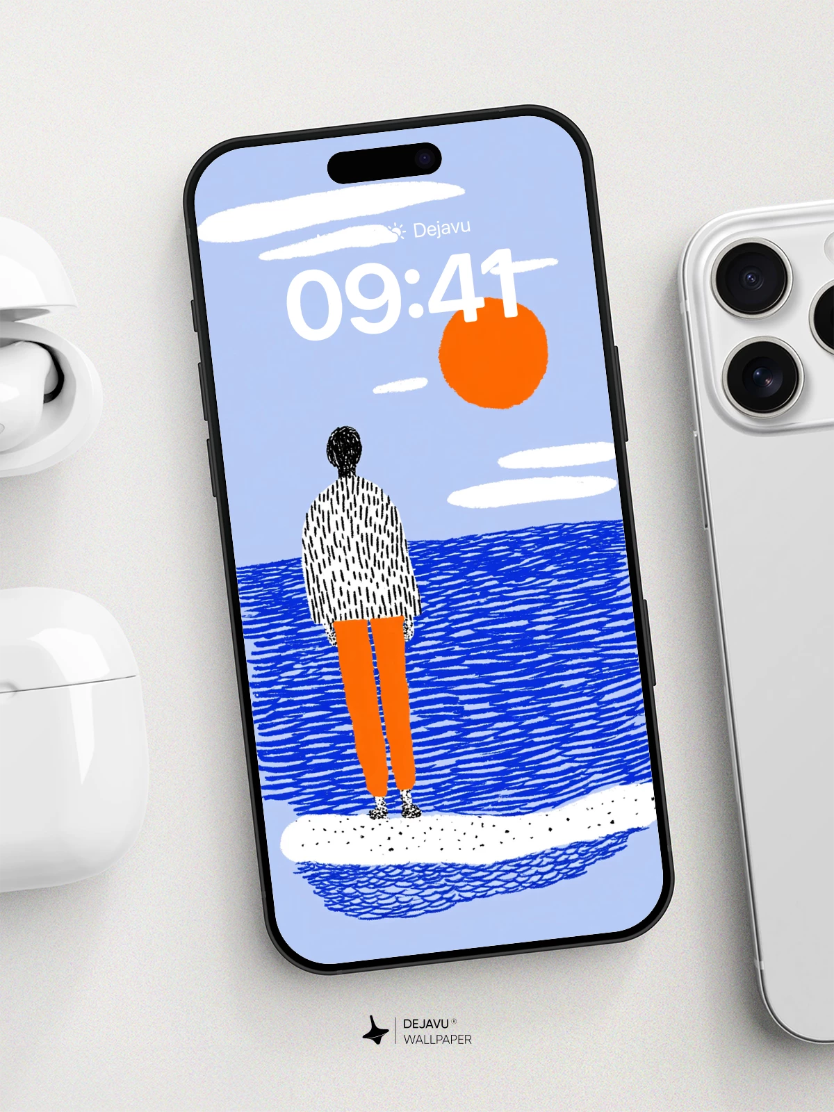 Minimalist Ocean Solitude Wallpaper 8K for iPhone and Android