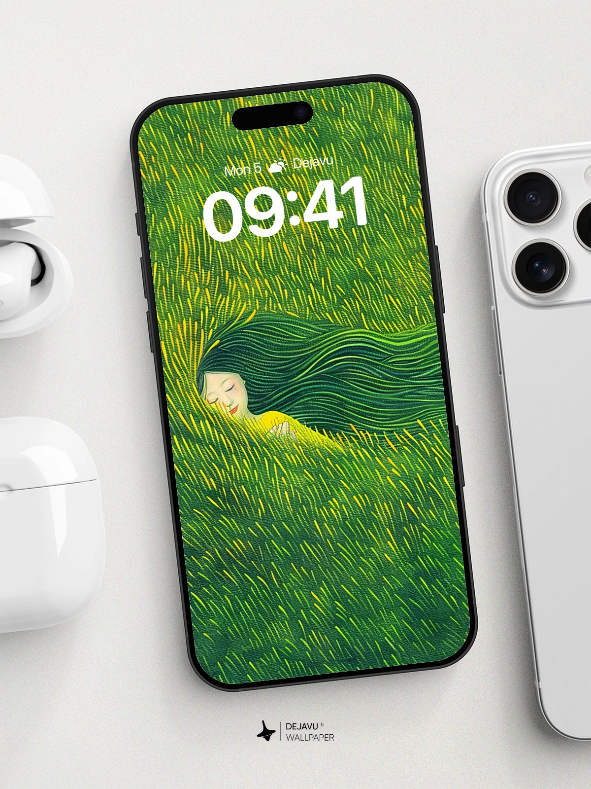 Surreal Green Field Dream Wallpaper 8K for iPhone and Android