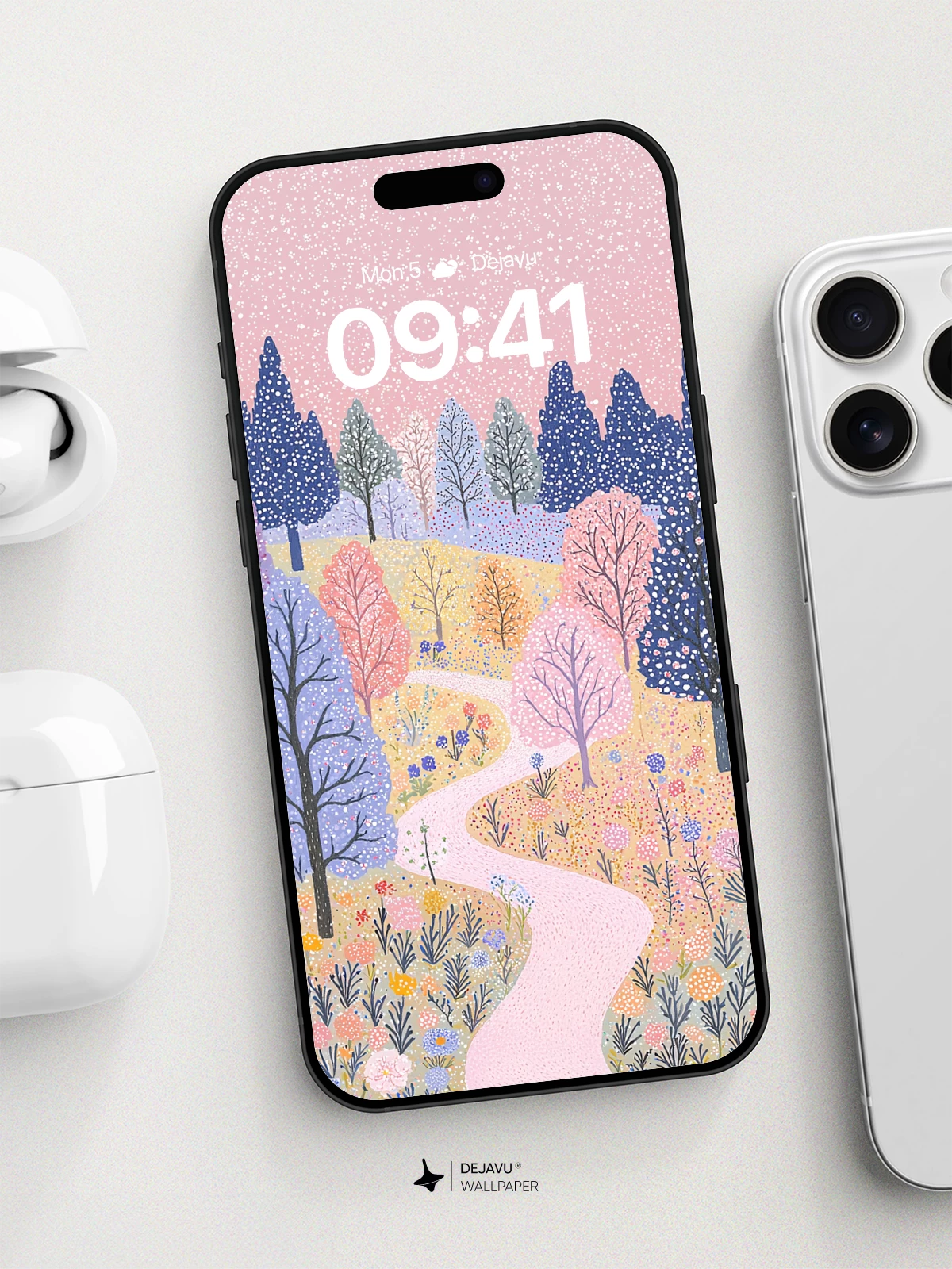 Whimsical Forest Path Wallpaper 8K for iPhone and Android