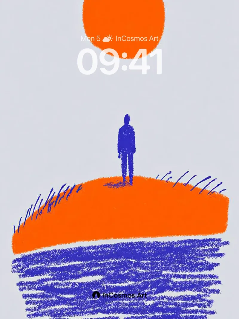 Solitary Horizon Wallpaper with Textured Light