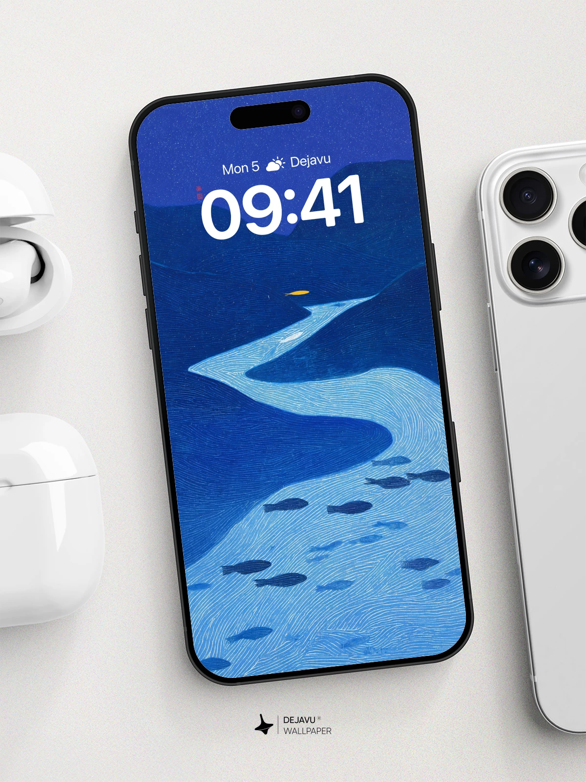 Starry River Night Wallpaper 8K for iPhone and Android