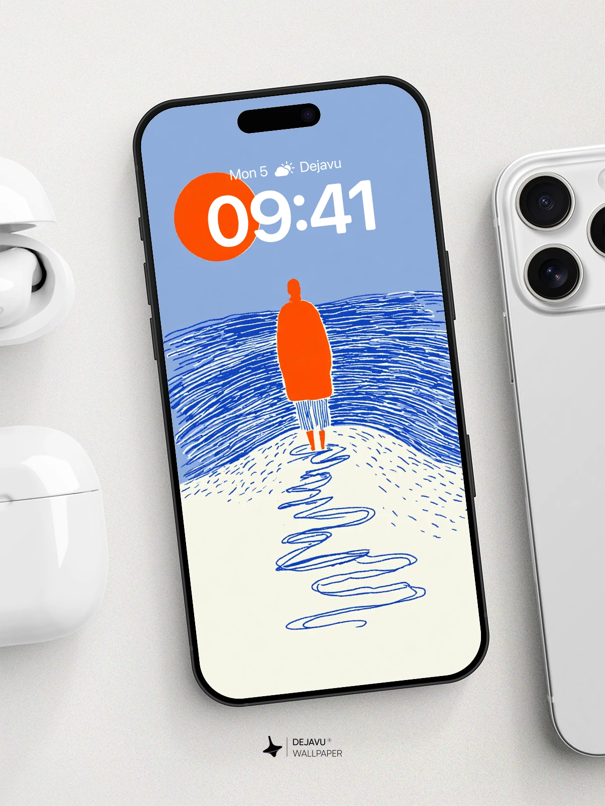 Surreal Orange Figure Wallpaper 8K for iPhone and Android