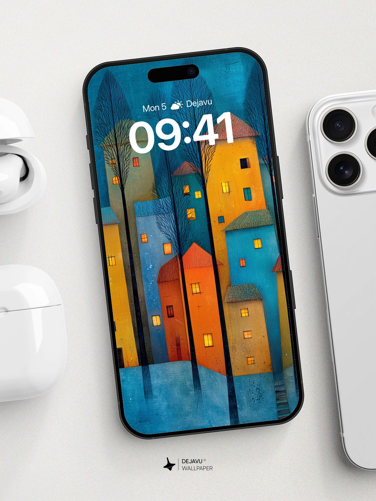 Whimsical Forest Village Wallpaper 8K for iPhone and Android