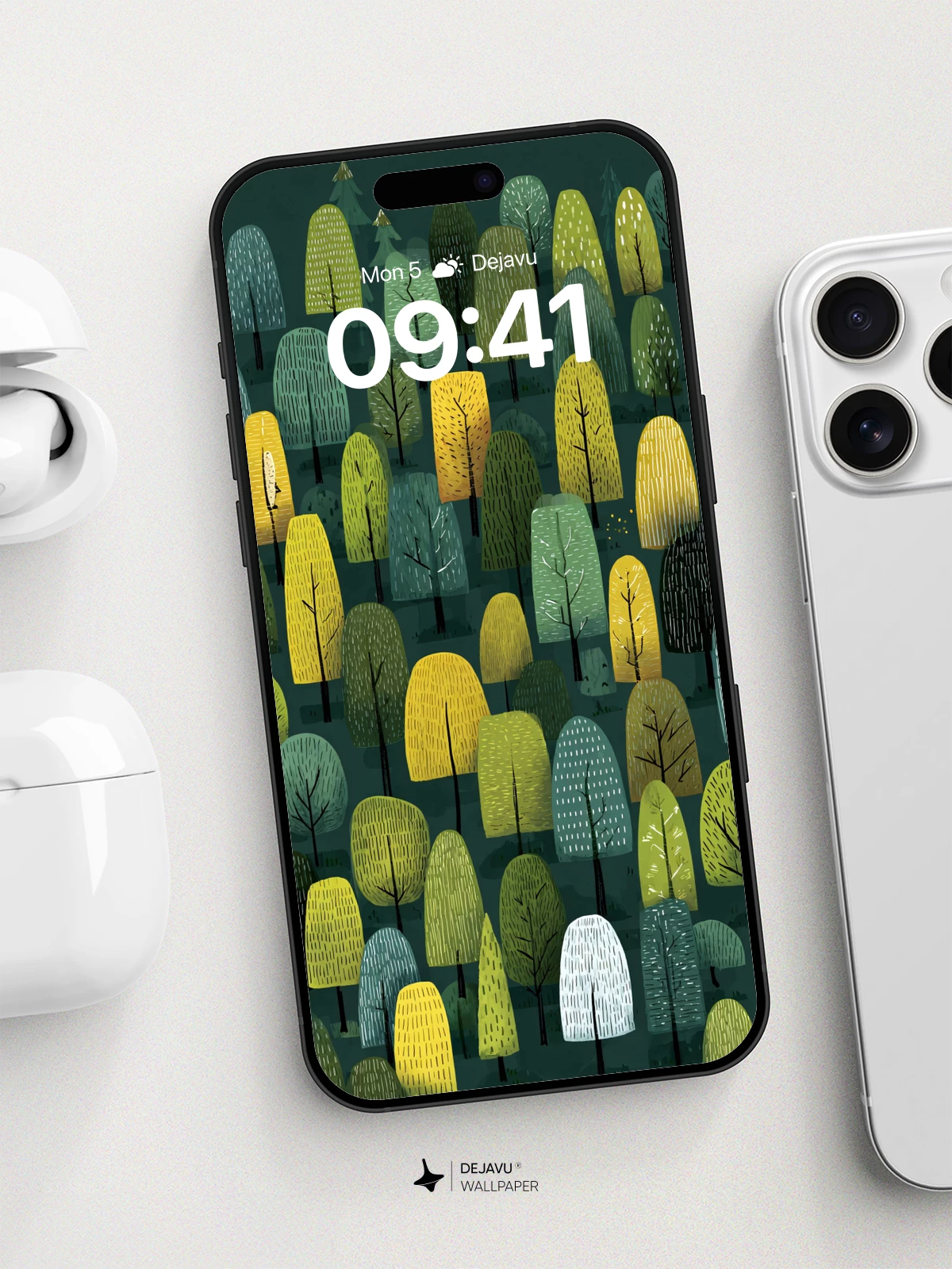 Whimsical Forest Pattern Wallpaper 8K for iPhone and Android