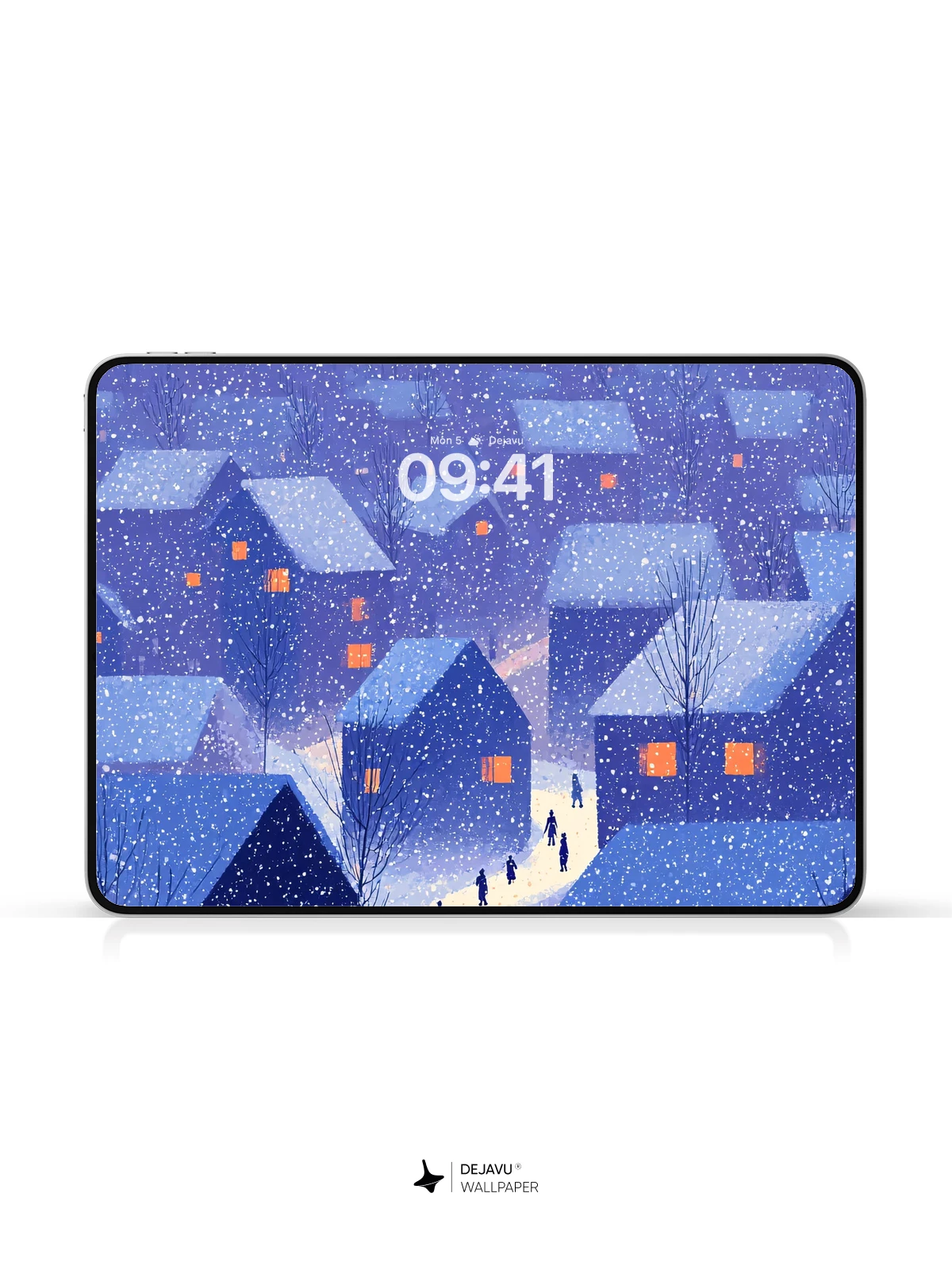 Winter Village Snowfall Wallpaper 8K for iPhone and Android