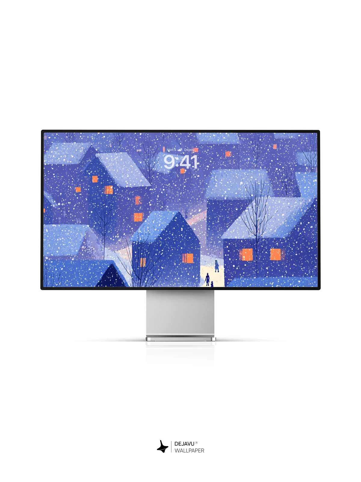 Winter Village Snowfall Wallpaper 8K for iPhone and Android