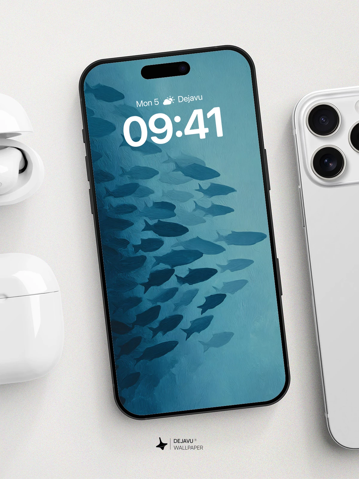 Underwater Fish Swarm Wallpaper 8K for iPhone and Android