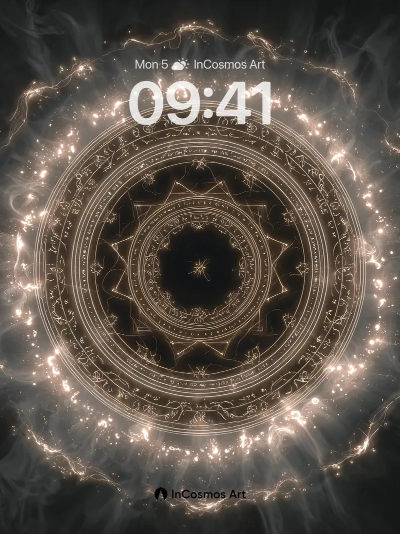 Ethereal Sigil Wallpaper with Cosmic Light Veins