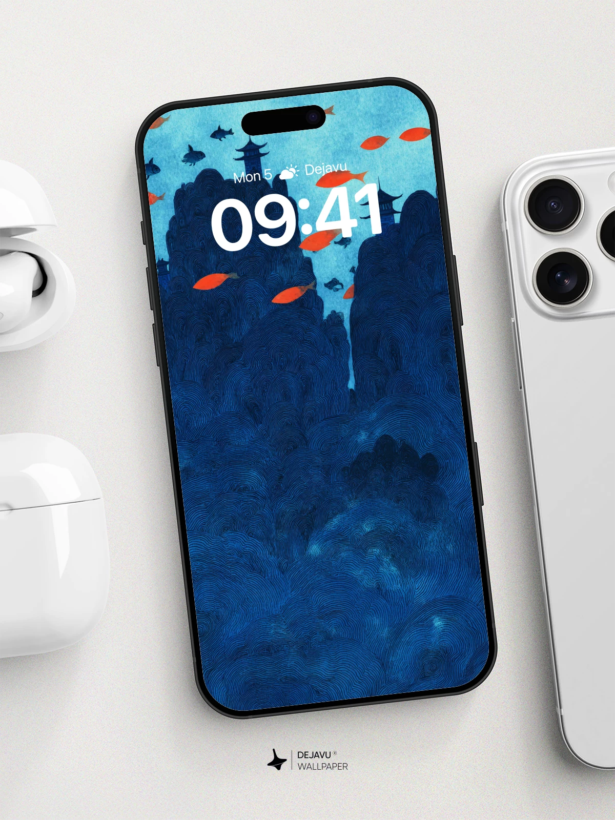 Oceanic Pagoda Dreams Wallpaper 8K for iPhone and Android