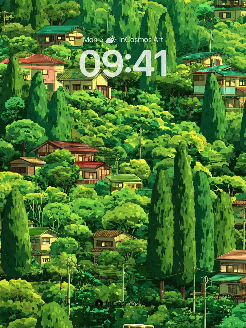 Whispering Pines Wallpaper with Hidden Homes