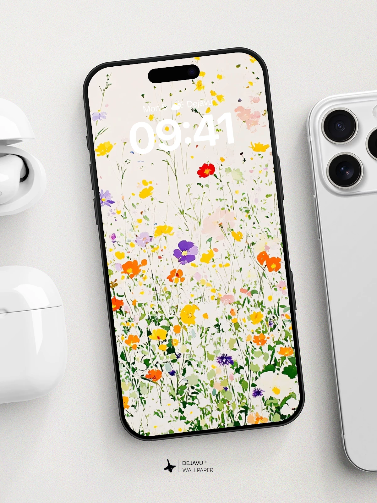 Watercolor Wildflower Field Wallpaper 8K for iPhone and Android