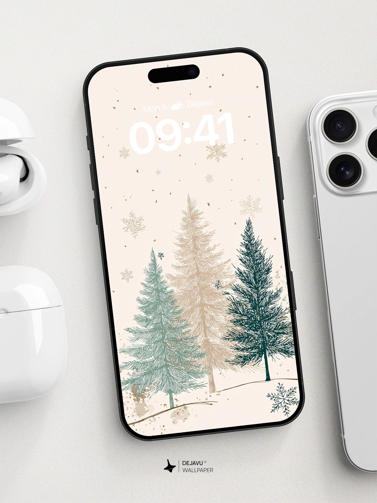 Winter Pine Forest Wallpaper 8K for iPhone and Android