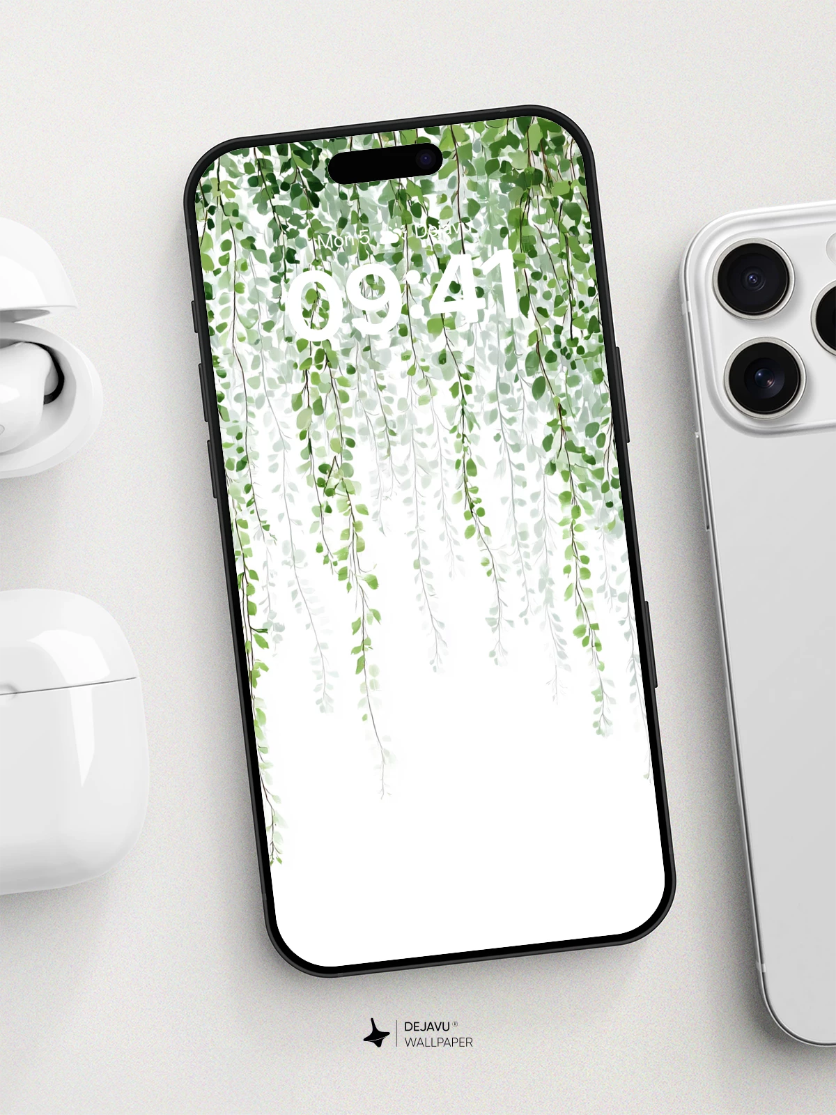 Watercolor Willow Leaves Wallpaper 8K for iPhone and Android