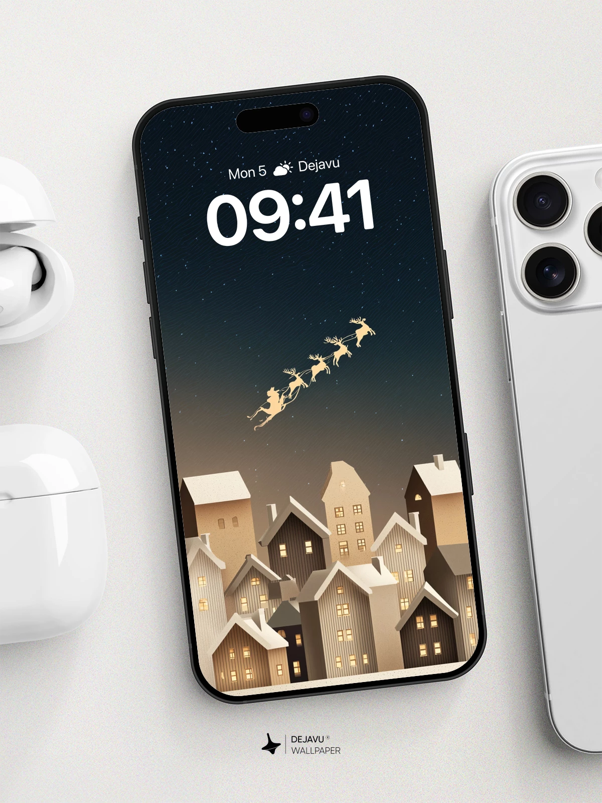 Christmas Night Sky Wallpaper 8K for iPhone and Android